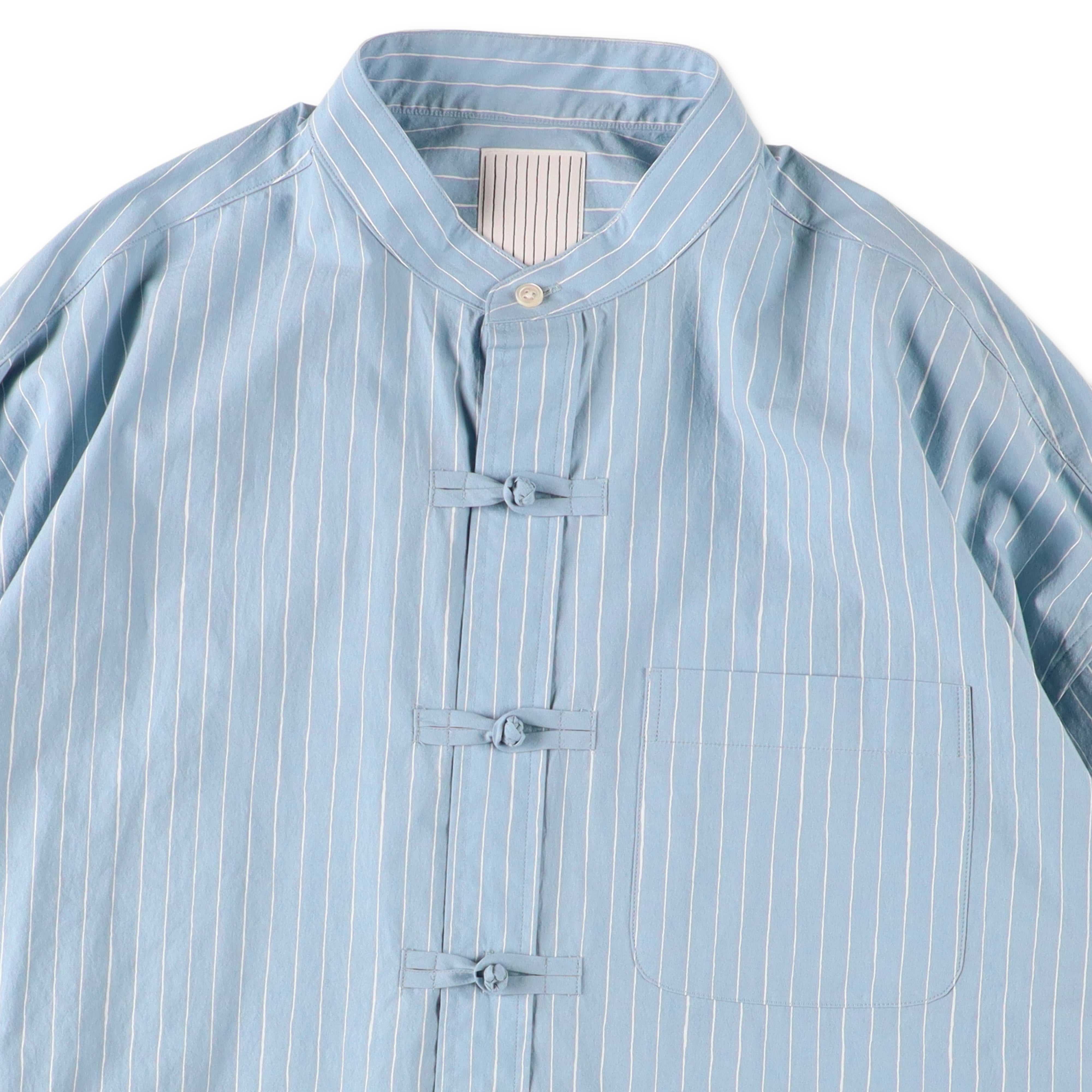 S.F.C COTTON STRIPE KUNG FU SHIRT - Sax – STUDY SHOWROOM STORE