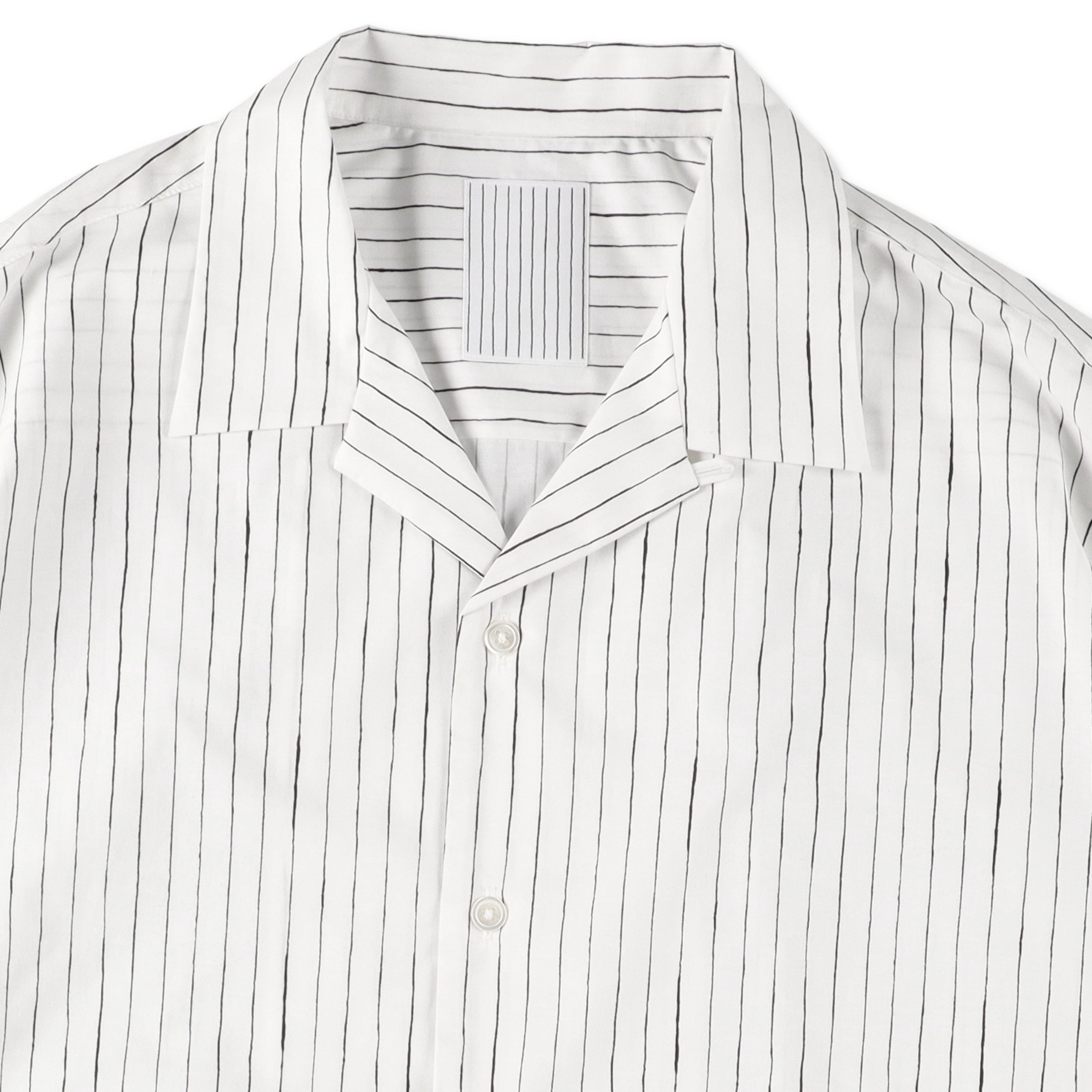 S.F.C COTTON STRIPE OPEN COLLAR SS SHIRT - White – STUDY SHOWROOM