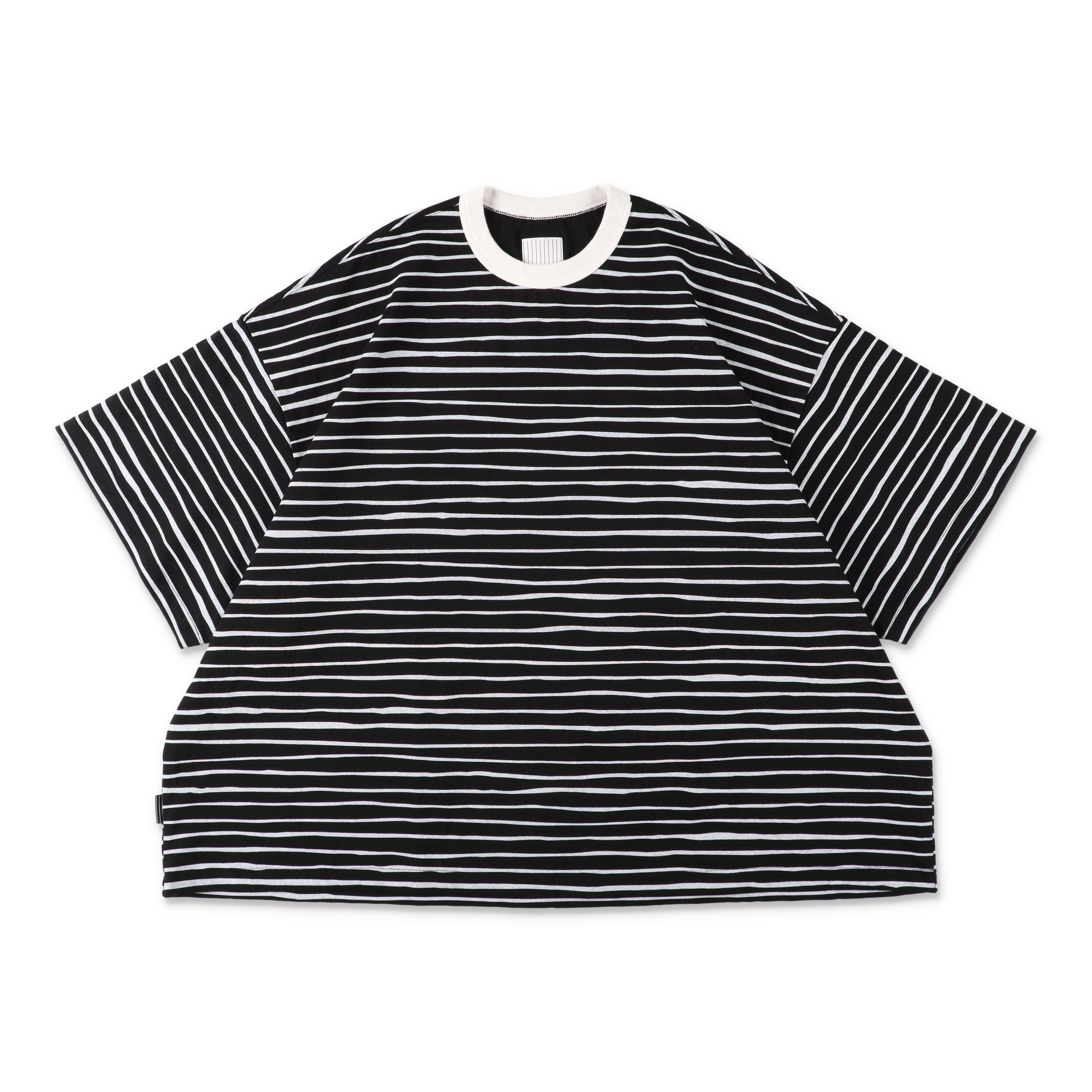 S.F.C SUPER BIG 90'S SIDE STRIPE SHORT SLEEVE TEE - Black-White