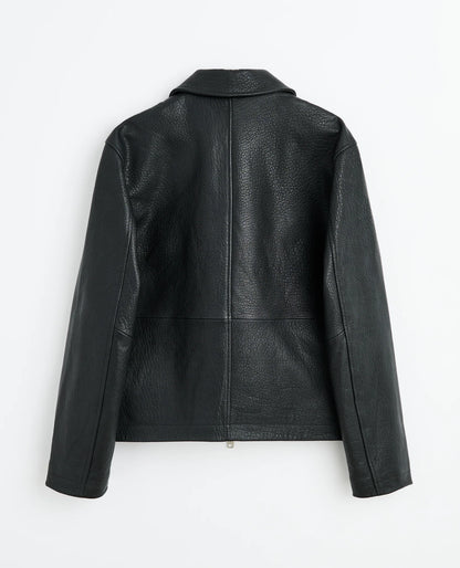 SUNFLOWER Short Leather Jacket Black 商品画像 背面