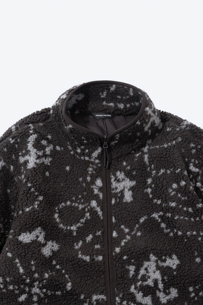 Hiking Patrol Print Fleece Jacket Smoky Brown 首元詳細