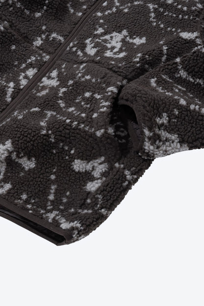 Hiking Patrol Print Fleece Jacket Smoky Brown ポケット詳細