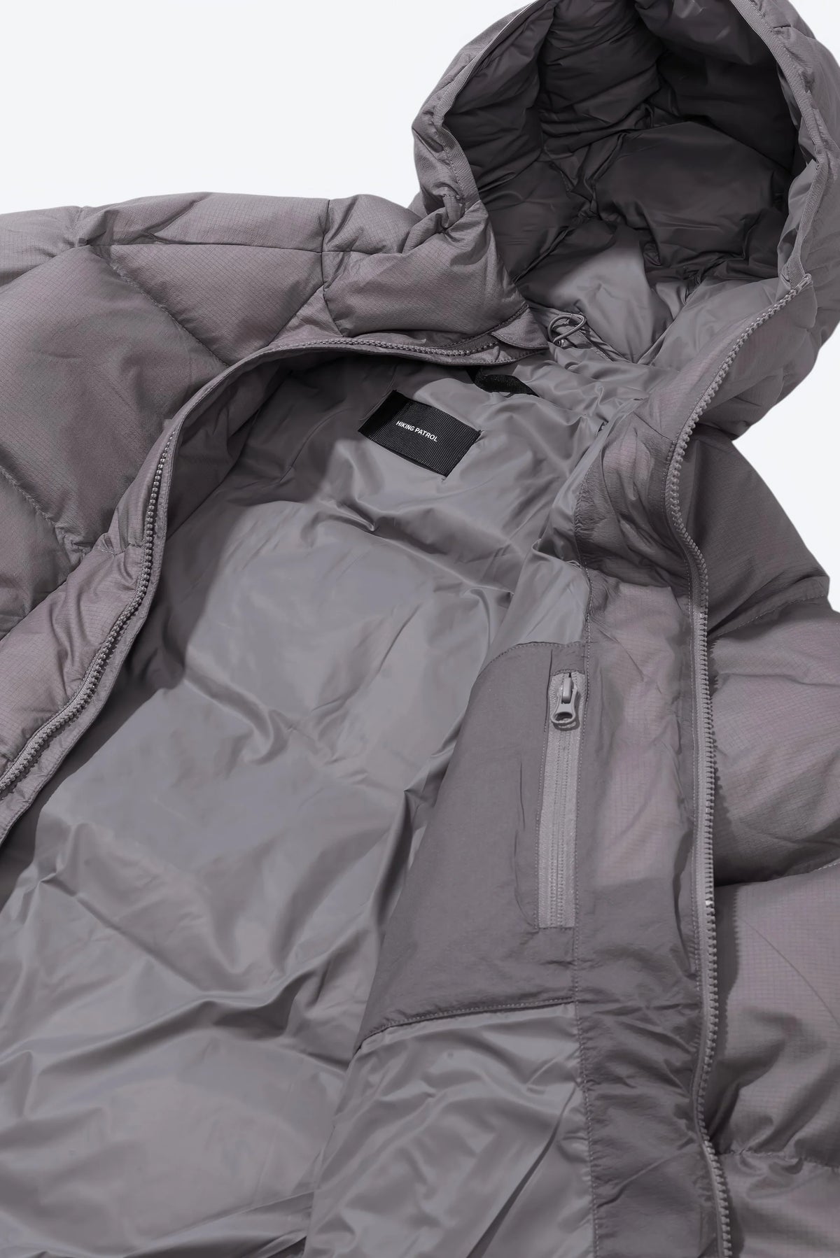 Hiking Patrol Horizon 800FP Hooded Down Jacket Slate Brown 開口部 ジップ
