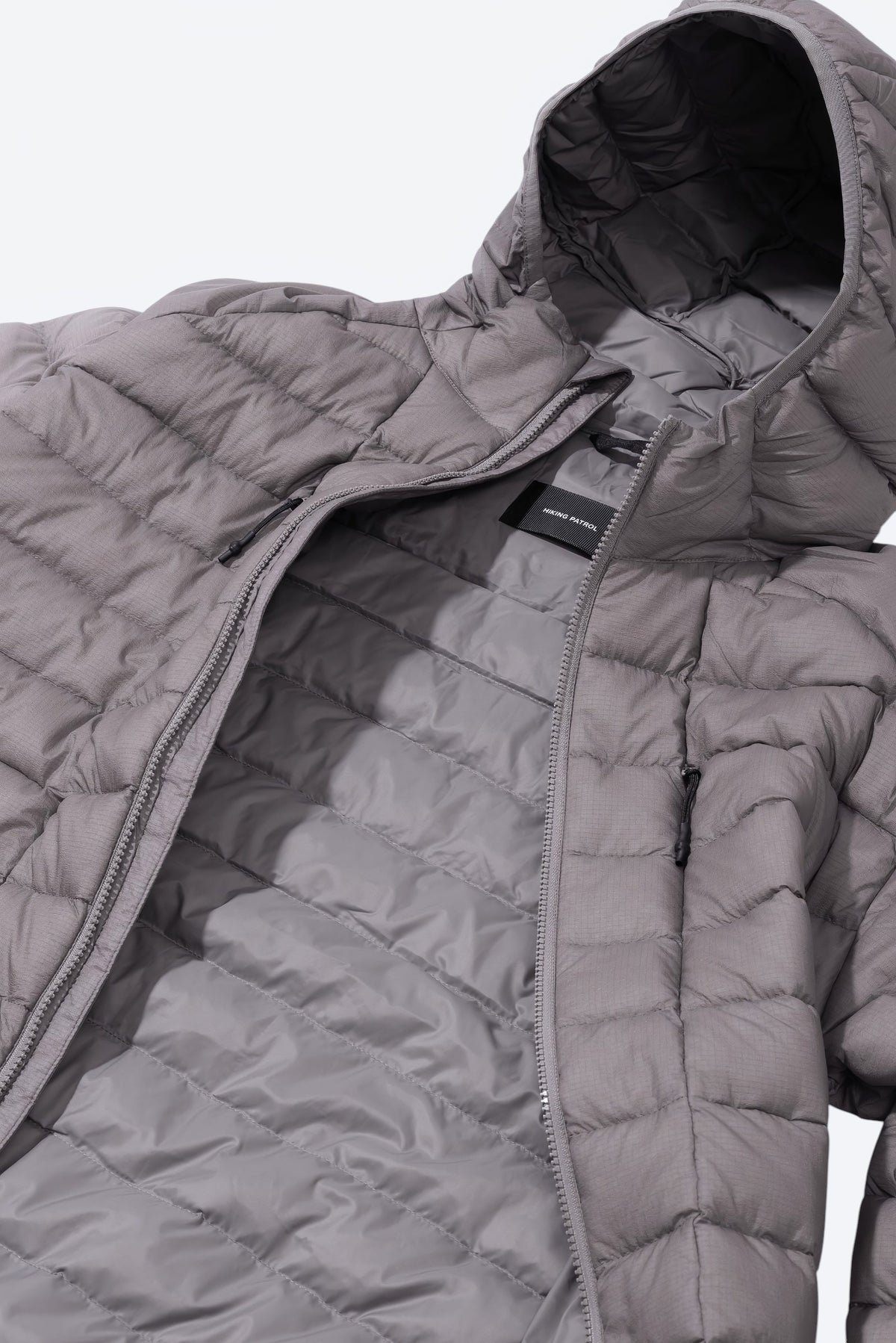 Hiking Patrol Horizon UL 800FP Hooded Down Jacket Slate Brown 開口箇所 ジップ