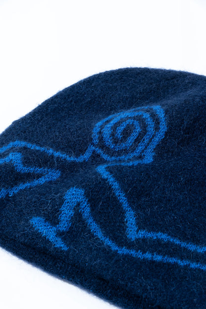 Hiking Patrol Mascot Mohair Mixed Beanie DK Navy ロゴ詳細