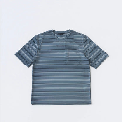 Hiking Patrol STRIPED SHORT SLEEVE NAVY MIXED フロントデザイン 半袖トップス 全体ビュー