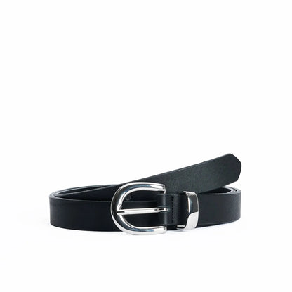 SUNFLOWER Simple Belt 2,5cm Black 商品画像 正面 レザーベルト