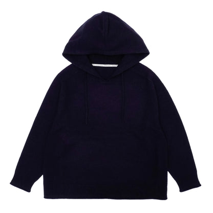 UNIVERSAL PRODUCTS. Felted Merino Wool Hoodie Knit Navy 商品画像 正面