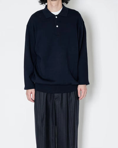 UNIVERSAL PRODUCTS. High Gauge Knit Polo Navy 着用イメージ 正面