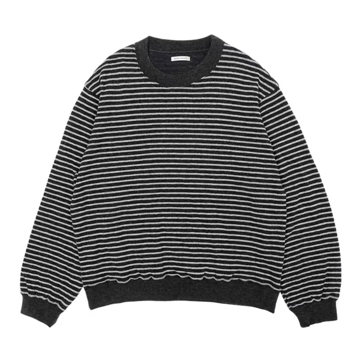 UNIVERSAL PRODUCTS. Wool Cotton Border Knit Charcoal 商品画像 正面