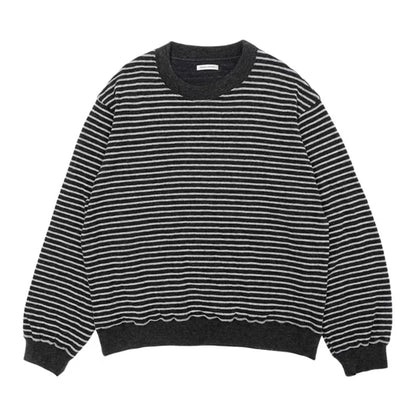 UNIVERSAL PRODUCTS. Wool Cotton Border Knit Charcoal 商品画像 正面