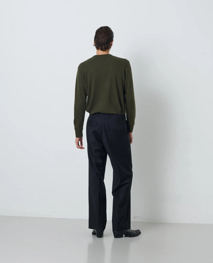 SUNFLOWER Wide Pleated Trouser Tropical Wool Black 着用イメージ 背面