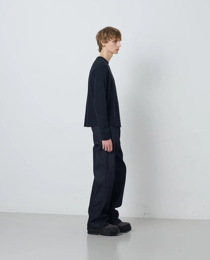 SUNFLOWER Wool Waffle Tee LS Black 着用イメージ 側面