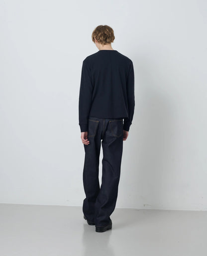 SUNFLOWER Wool Waffle Tee LS Black 着用イメージ 背面