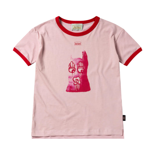 ARIES Who Knows SS Ringer Tee Pink【AR40091.05】(N)