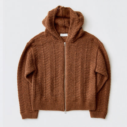 ENCOMING Knitted Mohair Hoodie Brown 商品画像 正面