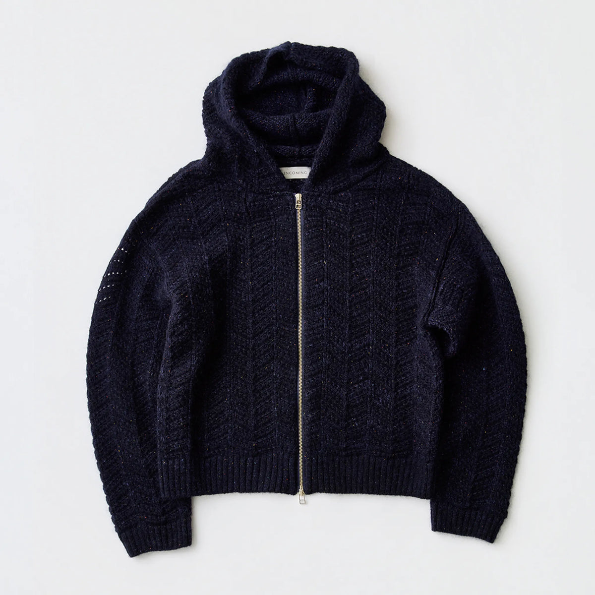 ENCOMING Knitted Mohair Hoodie Navy 商品画像 正面