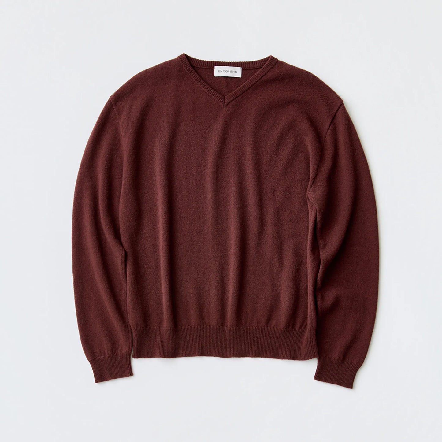 ENCOMING  Knitted V Neck Jumper Brown【KNVJU-BR】フロント画像