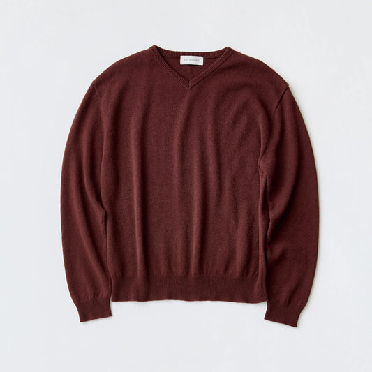 ENCOMING  Knitted V Neck Jumper Brown【KNVJU-BR】フロント画像