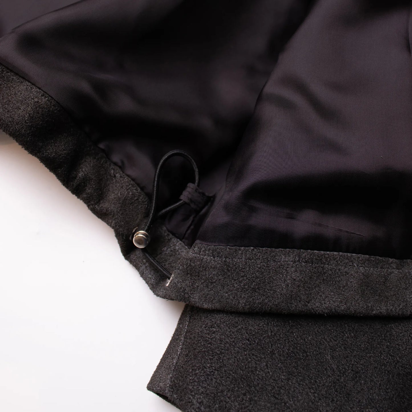 ENCOMING Leather Front Zip Blouson Black【LFPZBL-B】裾箇所　ドローコードディテール