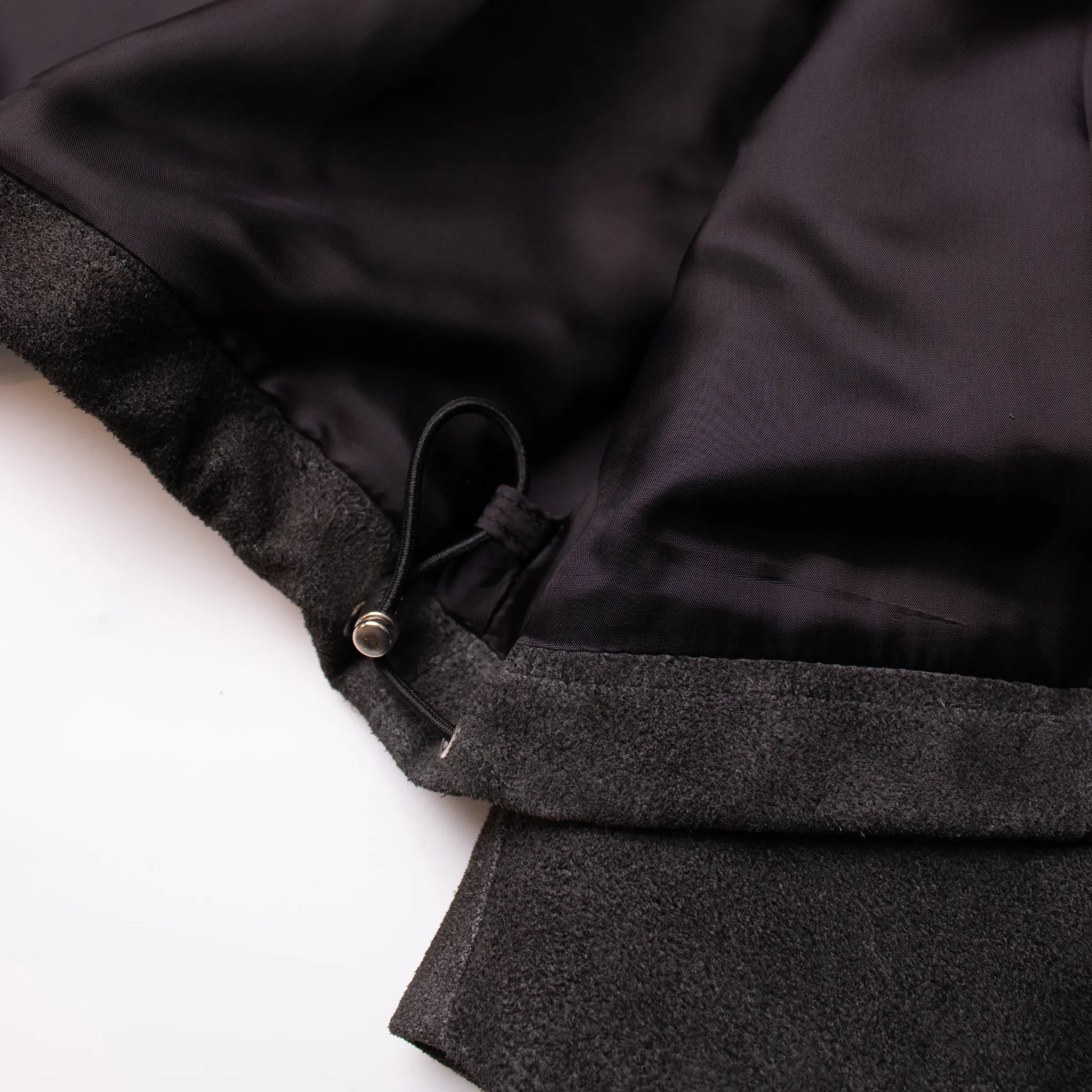 ENCOMING Leather Front Zip Blouson Black【LFPZBL-B】裾箇所　ドローコードディテール