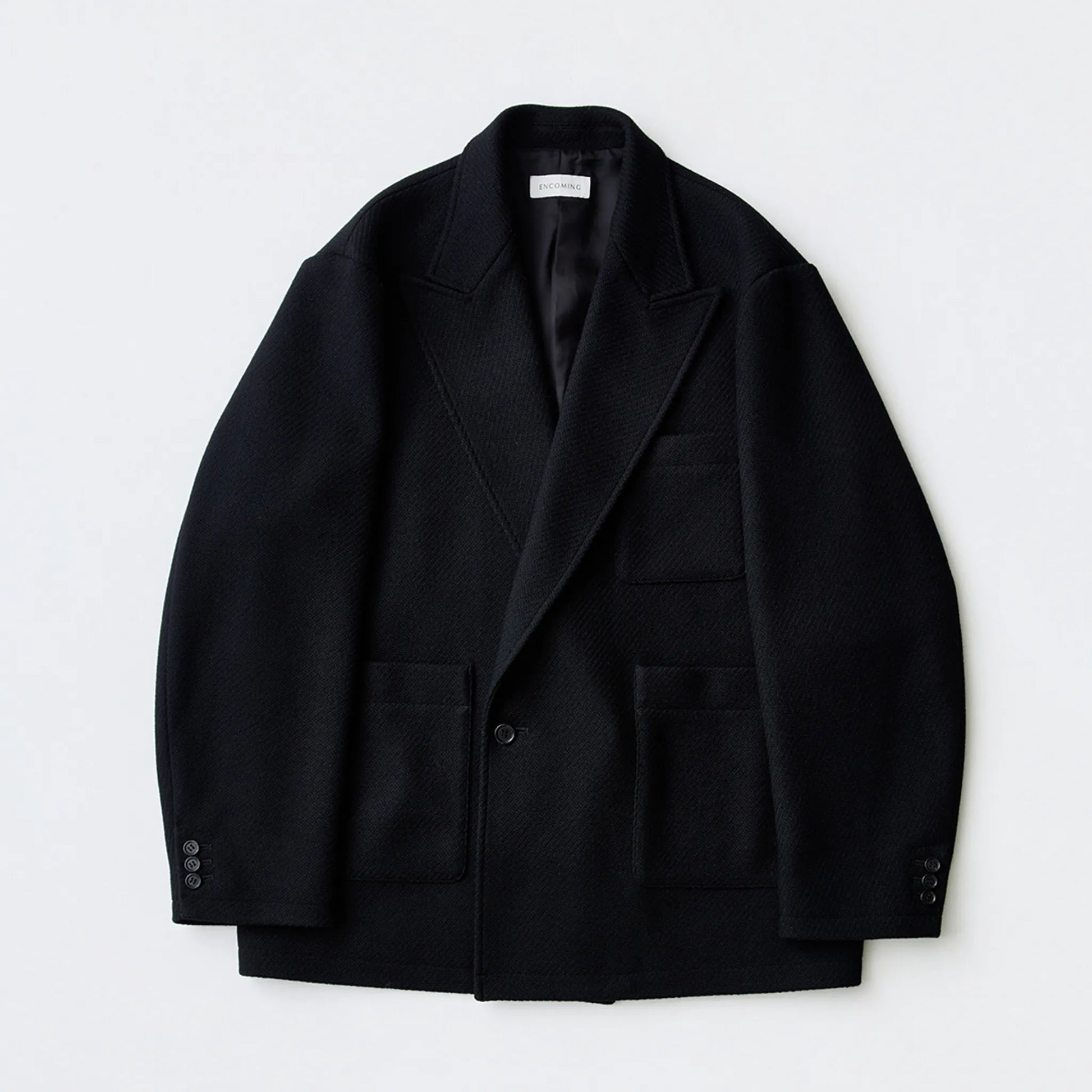 ENCOMING Relaxed Doubled Jacket Black【RDBJKT-B】フロント画像