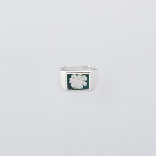 XOLO JEWELRY Signet Ring with Forest Green Flower【XOR099】(N)