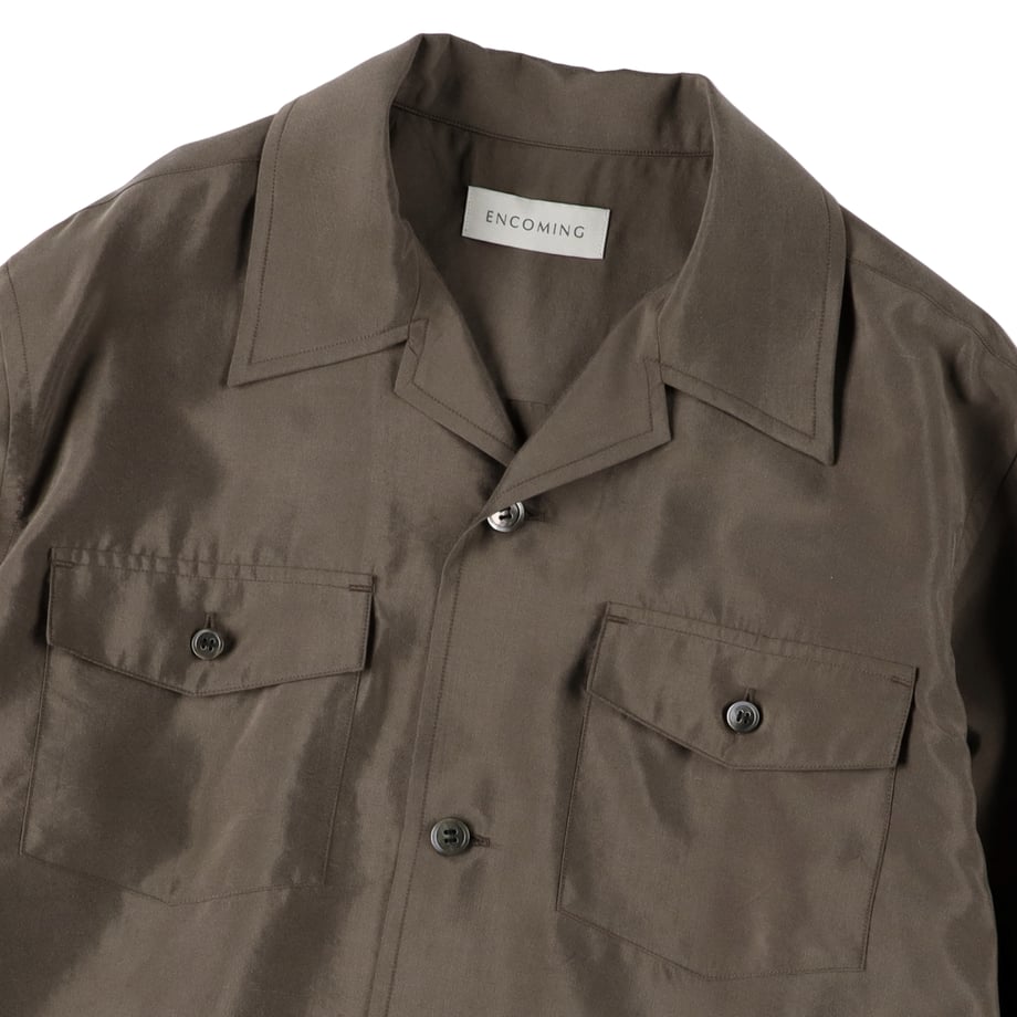 ENCOMING  OPEN COLLAR SHIRT BROWN【OPSH-BR】(N)