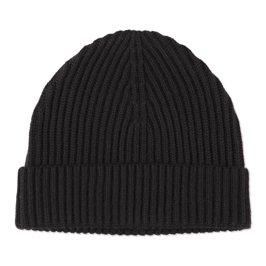 STUDIO NICHOLSON 5GG MERINO FISHERMAN RIB KNIT HAT "NEAM" BLACK【SNM-1014】(N)