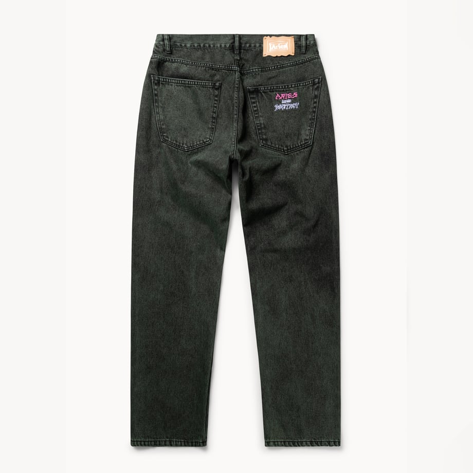 ARIES Acid Wash Batten Jean Forest Green【AR31313.02】(N)
