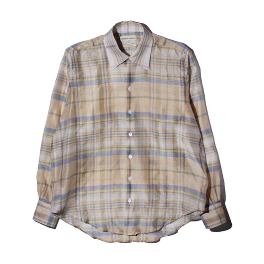 CAMEL BLUE/GREEN/WHITE CHECKS NORMAL SHIRT – CAMISAS MANOLO 正面全体画像