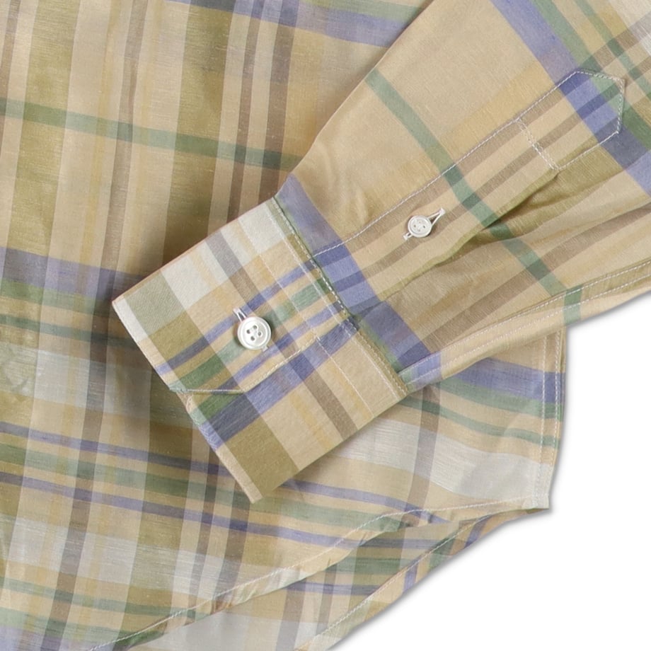 CAMEL BLUE/GREEN/WHITE CHECKS NORMAL SHIRT – CAMISAS MANOLO 袖口のディテール