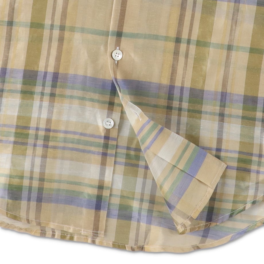 CAMEL BLUE/GREEN/WHITE CHECKS NORMAL SHIRT – CAMISAS MANOLO 裾のディテール