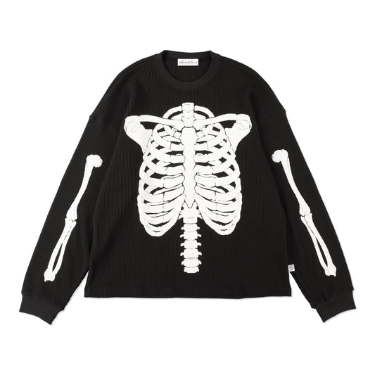 COSMOS TEXAS bone waffle ls tee black【ctss25CS01】(N)