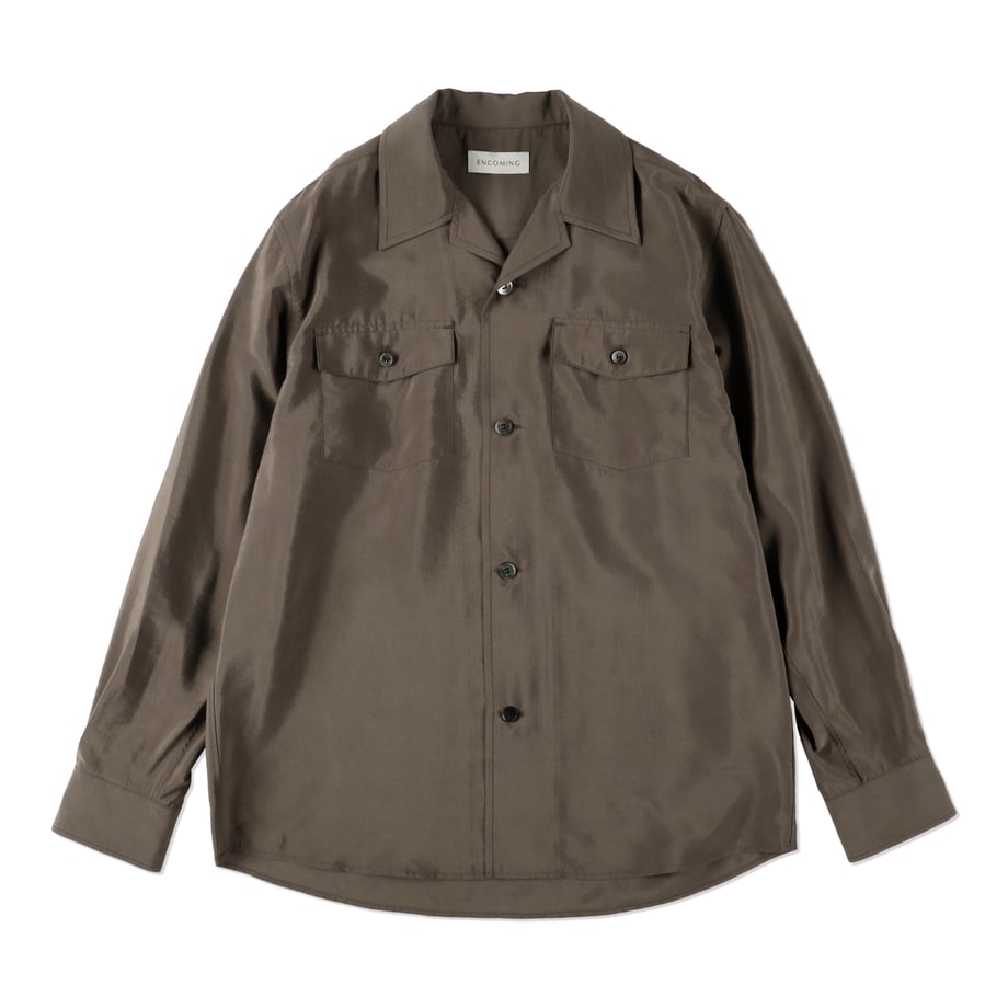ENCOMING  OPEN COLLAR SHIRT BROWN【OPSH-BR】(N)