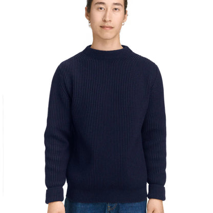 ANDERSEN-ANDERSEN Navy Crewneck Navy Blue 着用イメージ 正面