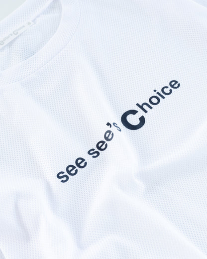 SEESEE'S Choice Mesh Tee【White/Navy】
